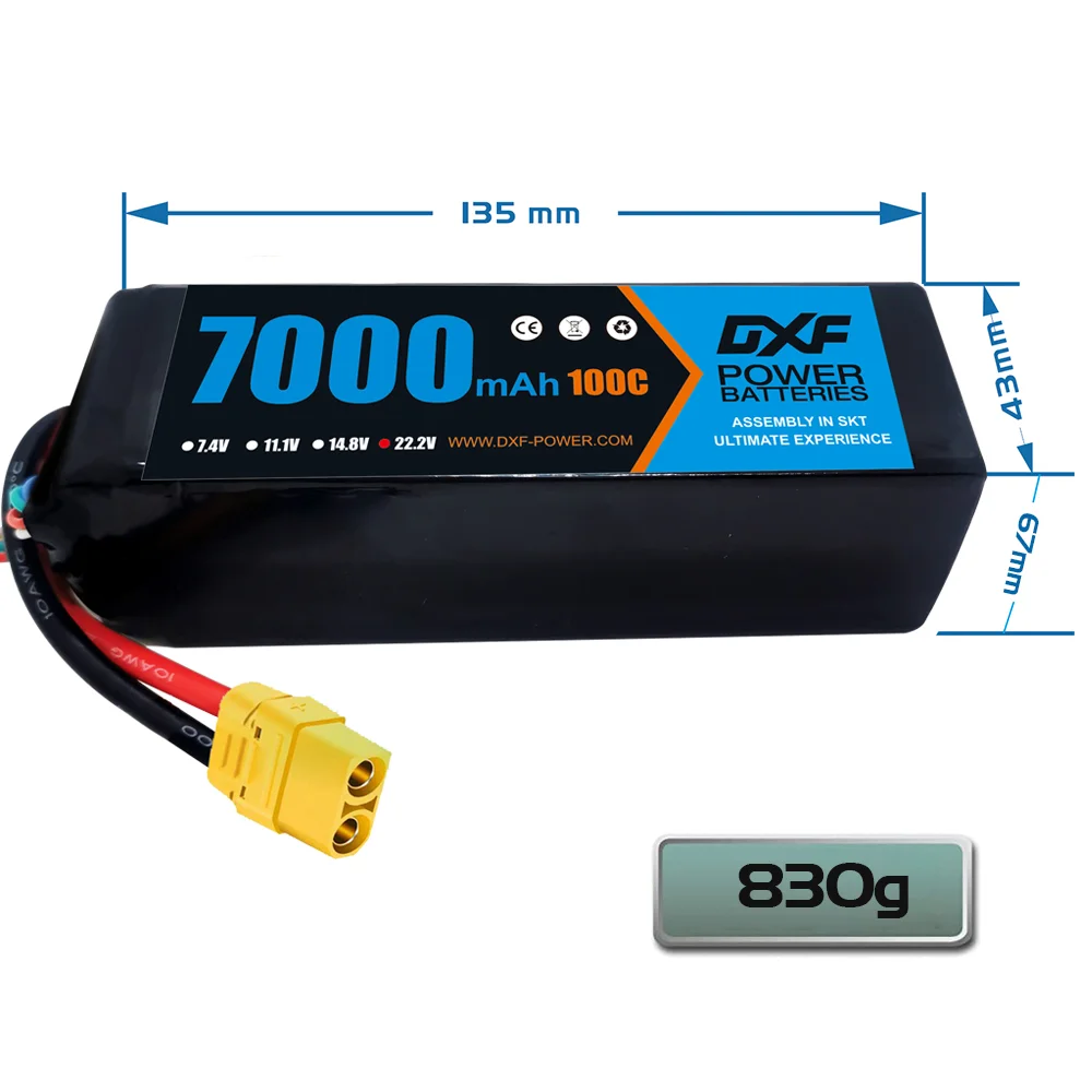 Bateria lipo dxf 6s 22.2v 7000 - 6S Lipo Battery 22.2V 5000Mah avaliação e preço