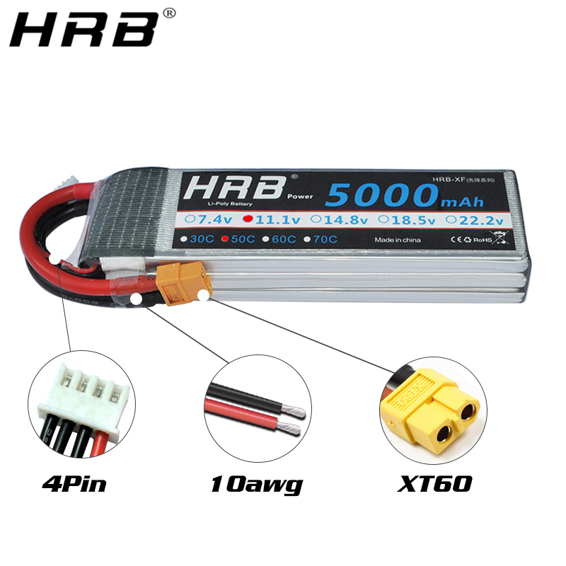 Bateria de lítio hrb 4S 14.8v  - 4S Lipo Battery 14.8V 6000Mah avaliação e preço